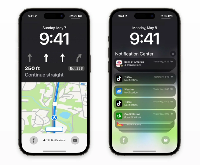 兴宁苹果维修服务分享iOS17锁屏地图导航半屏显示长什么样 